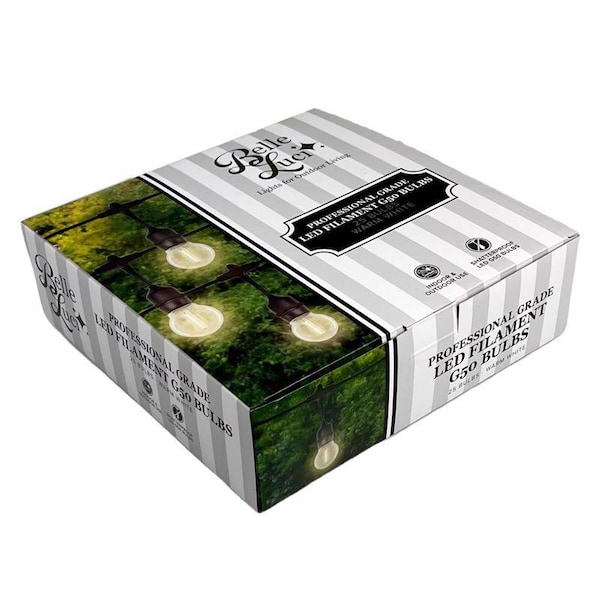 Belle Luci Belle Luci Holiday Bright Lights LED G50 Single Filament Bulbs Warm White 2.5 in. 25 lights BLBUG50E25W - main